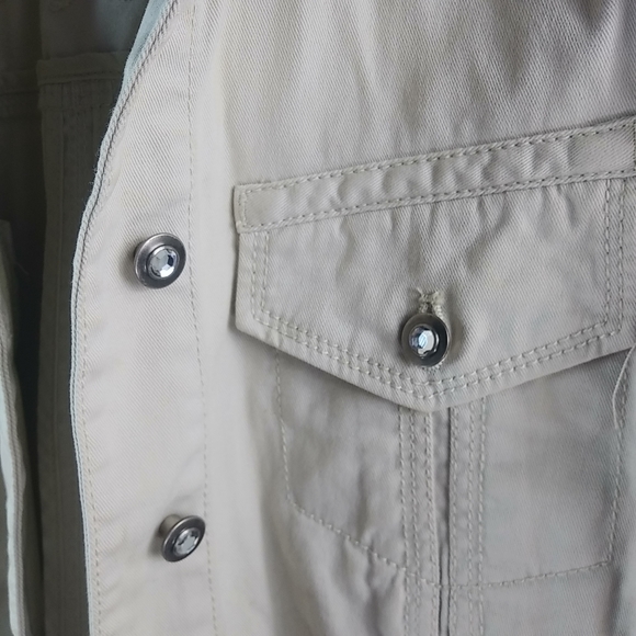 Chicos S White Crystal Studded Jeans Jacket - Picture 3 of 7
